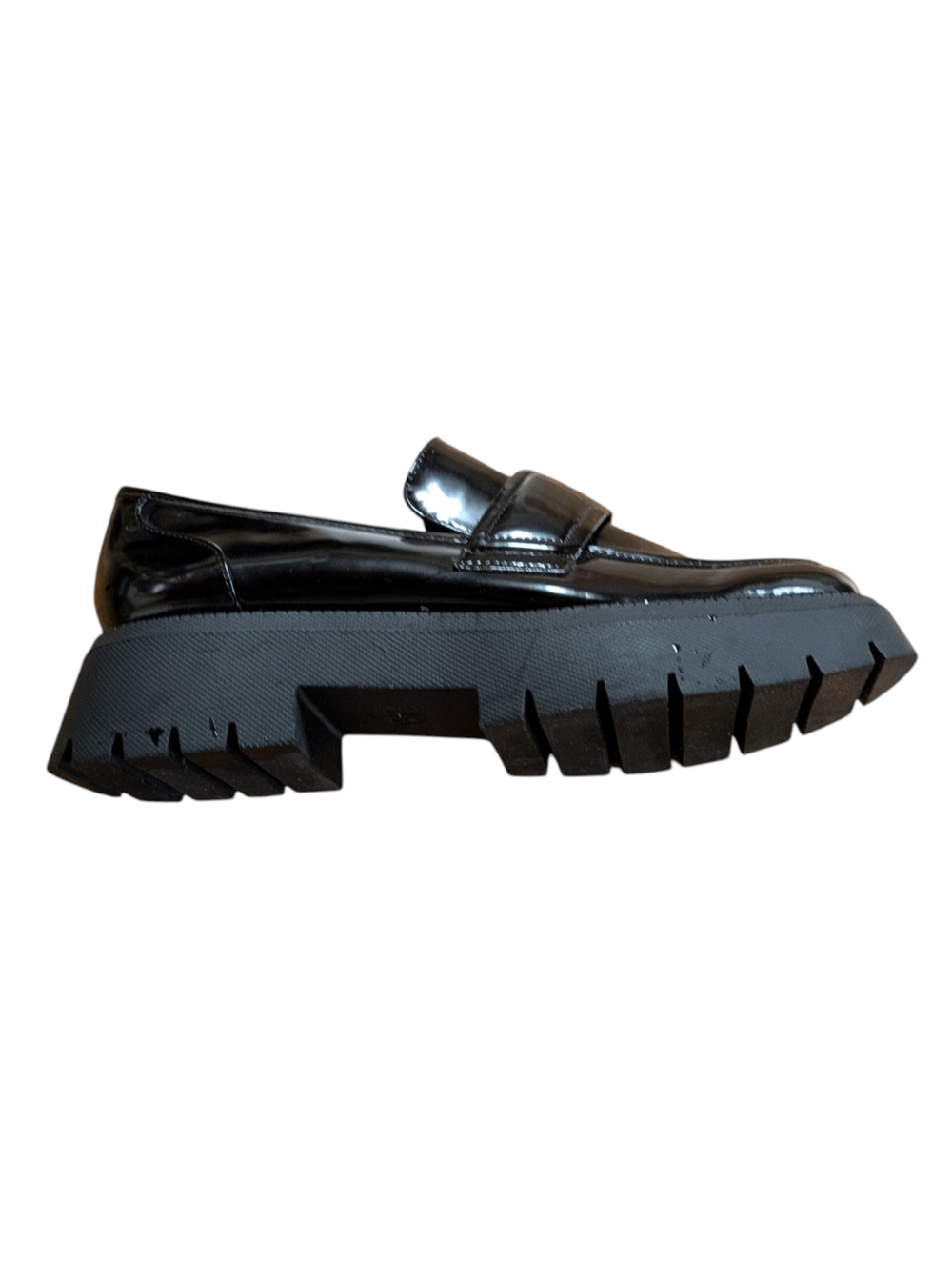 Zara Lug Sole Platform Loafer Glossy Black Size 40 - Picture 7 of 9